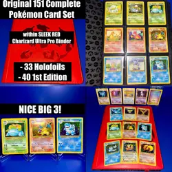 Pokemon 151 Original Complete Set 151/150 BASE JUNLGE FOSSIL Binder Collection - Image 1