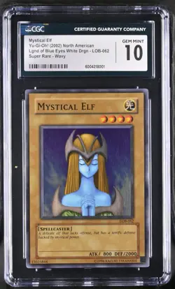 Yugioh CGC 10 Mystical Elf LOB-062 Super Rare WAVY Unlimited EXTREMELY RARE - Image 1