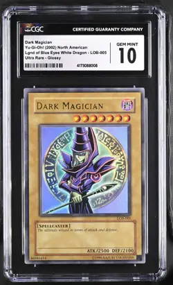 Yugioh CGC 10 Dark Magician LOB-005 Ultra Rare Glossy Unlimited EXTREMELY RARE - Image 1