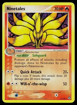 Pokemon Card - Ninetales Power Keepers 19/108 Rare - Image 1