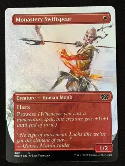 1x MTG Monastery Swiftspear (Borderless, Foil) - Double Masters 2022 (2X2) #362 - Image 1