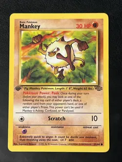 Mankey 1st edition 55/64 Jungle 55/64 WOTC vintage Pokemon - Image 1