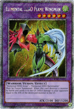 YuGiOh! Elemental HERO Flame Wingman RA03-EN152 Platinum Secret Rare 1st Edition - Image 1
