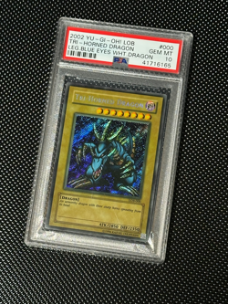Yugioh PSA 10 Tri-Horned Dragon LOB-000 WAVY Secret Rare EXTREMELY RARE FADED - Image 1