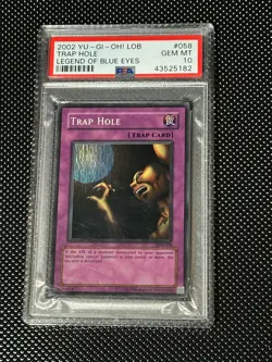 Yugioh PSA 10 Trap Hole LOB-058 WAVY Super Rare EXTREMELY RARE - Image 1