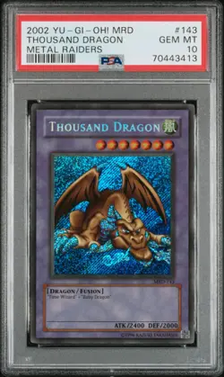 Yugioh PSA 10 Thousand Dragon MRD-143 WAVY Secret Rare EXTREMELY RARE - Image 1