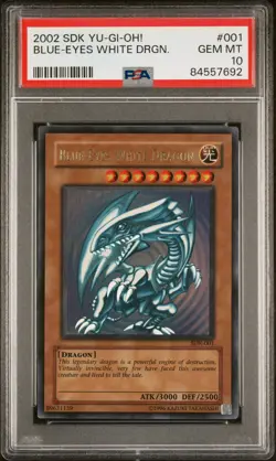 Yugioh PSA 10 Blue-Eyes White Dragon SDK-001 WAVY Ultra Rare EXTREMELY RARE - Image 1