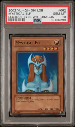 Yugioh PSA 10 Mystical Elf LOB-062 Super Rare Glossy Unlimited EXTREMELY RARE - Image 1
