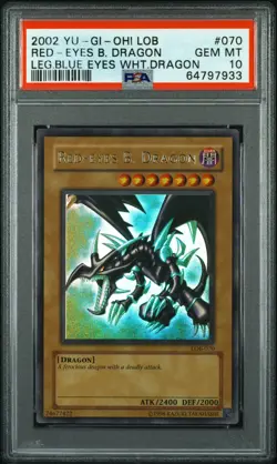 Yugioh PSA 10 Red-Eyes B. Dragon LOB-070 Ultra Glossy Unlimited EXTREMELY RARE - Image 1