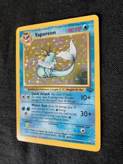 Vaporeon Quick Attack/Water Gun Hologram 80 HP Pokemon Jungle TCG Card 12/64 - Image 2