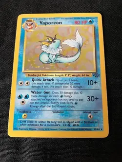Vaporeon Quick Attack/Water Gun Hologram 80 HP Pokemon Jungle TCG Card 12/64 - Image 3