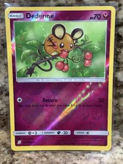 Dedenne REVERSE HOLO card 145/236 Sun & Moon Unified Minds 2019 Pokemon TCG - Image 1