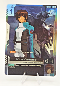 Gundam Card Game ST04-010 C+ Kira Yamato Promo Card English Foil Seed Gundam - Image 1