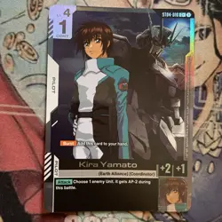 Gundam Card Game ST04-010 C+ Kira Yamato Promo Card English Foil Seed Gundam - Image 1