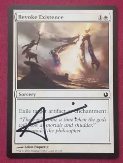 Magic The Gathering BORN OF THE GODS SIGNED REVOKE EXISTENCE white card MTG - Image 1