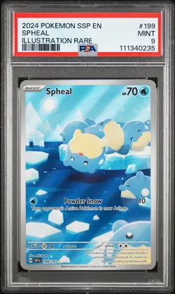 2024 POKEMON SSP EN-SURGING SPARKS ILLUSTRATION RARE #199 SPHEAL PSA 9 - Image 1