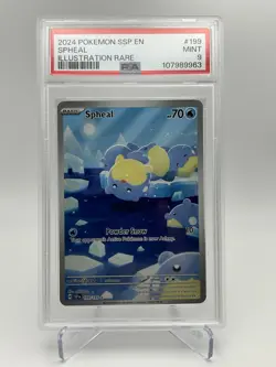 2024 POKEMON SSP EN-SURGING SPARKS ILLUSTRATION RARE #199 SPHEAL PSA 9 - Image 1