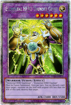 YuGiOh! Elemental HERO Thunder Giant RA03-EN153 Platinum Secret Rare 1st Edition - Image 1