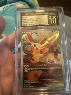 CGC Pristine 10 Plusle 065/062 AR Art Rare Raging Surf sv3a Pokemon Card - Image 1