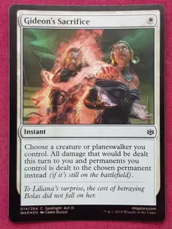 Magic The Gathering WAR OF THE SPARK FOIL GIDEON'S SACRIFICE white card MTG - Image 1