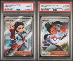 2024 POKEMON NEMONA #238 SIR & #229 ULTRA RARE PALDEAN FATES PSA 10 T 2 CARD SET - Image 1