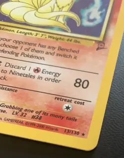 Ninetales 13/130 Holo Swirl Rare Unlimited Base Set 2 Pokemon Card TCG 2000 WOTC - Image 3