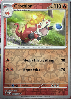 Crocalor Reverse Holo - 036/193 - Paldea Evolved Pokemon 2023 - Image 1
