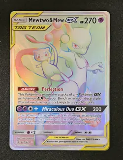 Pokemon Unified Minds 242/236 Mewtwo & Mew GX Rainbow Secret Rare - Image 1