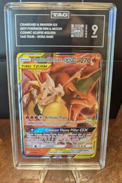 Pokemon Charizard Braixen GX 22/236 TAG 9 MINT Cosmic Eclipse - Image 1
