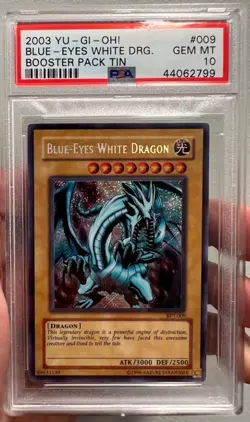 PSA 10 Blue-Eyes White Dragon BPT-009 2003 Secret Rare Tin Promo Yugioh TCG - Image 1