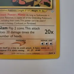 Pokemon 2001 Neo Revelation Vintage Sudowoodo 26/64 - Non-Holo Rare Card - LP - Image 3