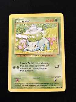 Bulbasaur 44/102 1st Edition Base Set Shadowless 1999 Vintage Pokemon Card - Image 1