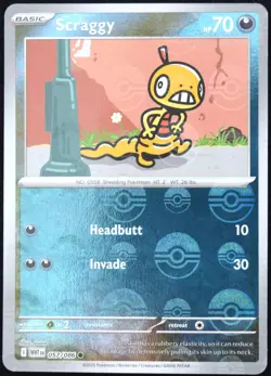 Pokemon TCG Scraggy 057/086 White Flare Poke Ball Reverse Holo Common Card - NM - Image 1
