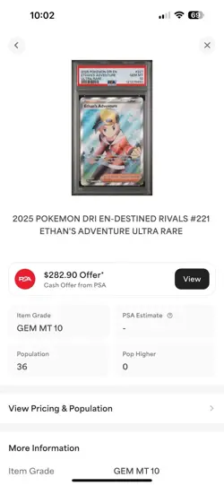 2025 POKEMON DRI EN-DESTINED RIVALS ULTRA RARE #221 ETHAN'S ADVENTURE PSA 10 - Image 5