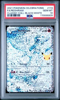 2021 POKEMON CELEBRATIONS CLASSIC COLLECTION #113 FULL ART/RESHIRAM PSA 10 - Image 1