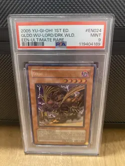 PSA 9 YuGiOh GOLDD, WU-LORD OF DARK WORLD EEN-EN024 1st Edition Ultimate Rare - Image 1
