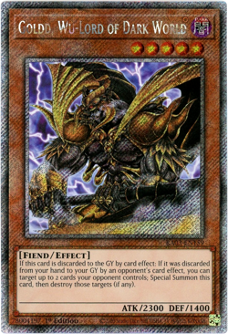 YuGiOh! Goldd, Wu-Lord of Dark World RA03-EN159 Platinum Secret Rare 1st Edition - Image 1