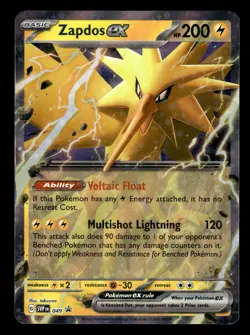 Zapdos ex SVP 049 Double Rare Black Star Promo Pokemon Card - Image 1