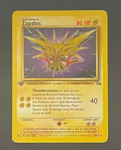 Pokemon Card Zapdos 30/62 Fossil 1st Edition Non Holo - Moderately Played - Image 1