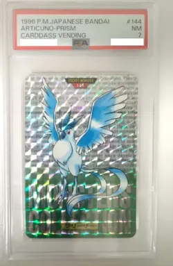 PSA7 Pokemon Card Japanese Bandai Carddass Vending Articuno Prism 1996 Green - Image 1