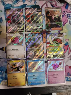 Pokemon Paldean Fates Shinies 9 Card Lot NM Slowpoke, Luxio, Lechonk, Tinkatink - Image 1
