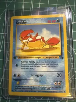 Krabby First Edition Fossil 51/62 Pokemon Card TCG - Image 1