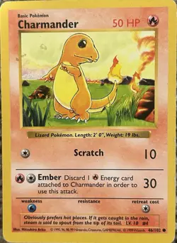 VERY RARE Charmander Pokemon Card Great Condition 1995 50 hp - Image 1