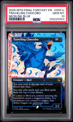 2025 MTG FINAL FANTASY COLORFUL CHOCOBOS-NEON INK BLUE TRAVELING CHOCOBO PSA 10 - Image 1