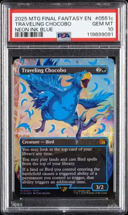 2025 MTG FINAL FANTASY COLORFUL CHOCOBOS-NEON INK BLUE TRAVELING CHOCOBO PSA 10 - Image 1