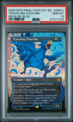 2025 MTG FINAL FANTASY COLORFUL CHOCOBOS-NEON INK BLUE TRAVELING CHOCOBO PSA 10 - Image 1