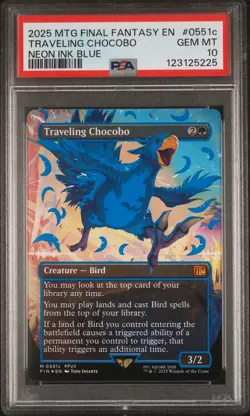 2025 MTG FINAL FANTASY COLORFUL CHOCOBOS-NEON INK BLUE TRAVELING CHOCOBO PSA 10 - Image 1