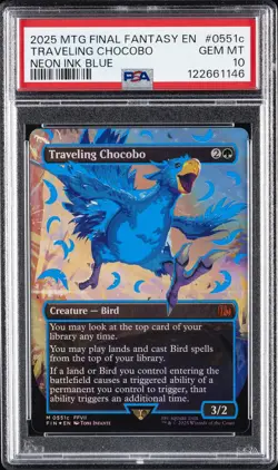 2025 MTG FINAL FANTASY COLORFUL CHOCOBOS-NEON INK BLUE TRAVELING CHOCOBO PSA 10 - Image 1