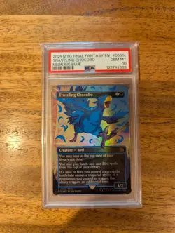 2025 MTG FINAL FANTASY COLORFUL CHOCOBOS-NEON INK BLUE TRAVELING CHOCOBO PSA 10 - Image 1