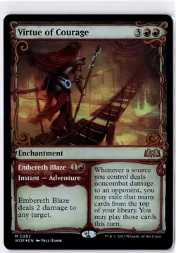 Virtue Of Courage NM/M* FOIL SHOWCASE Wilds OF Eldraine 0282 mtg -UnltdCards - Image 1